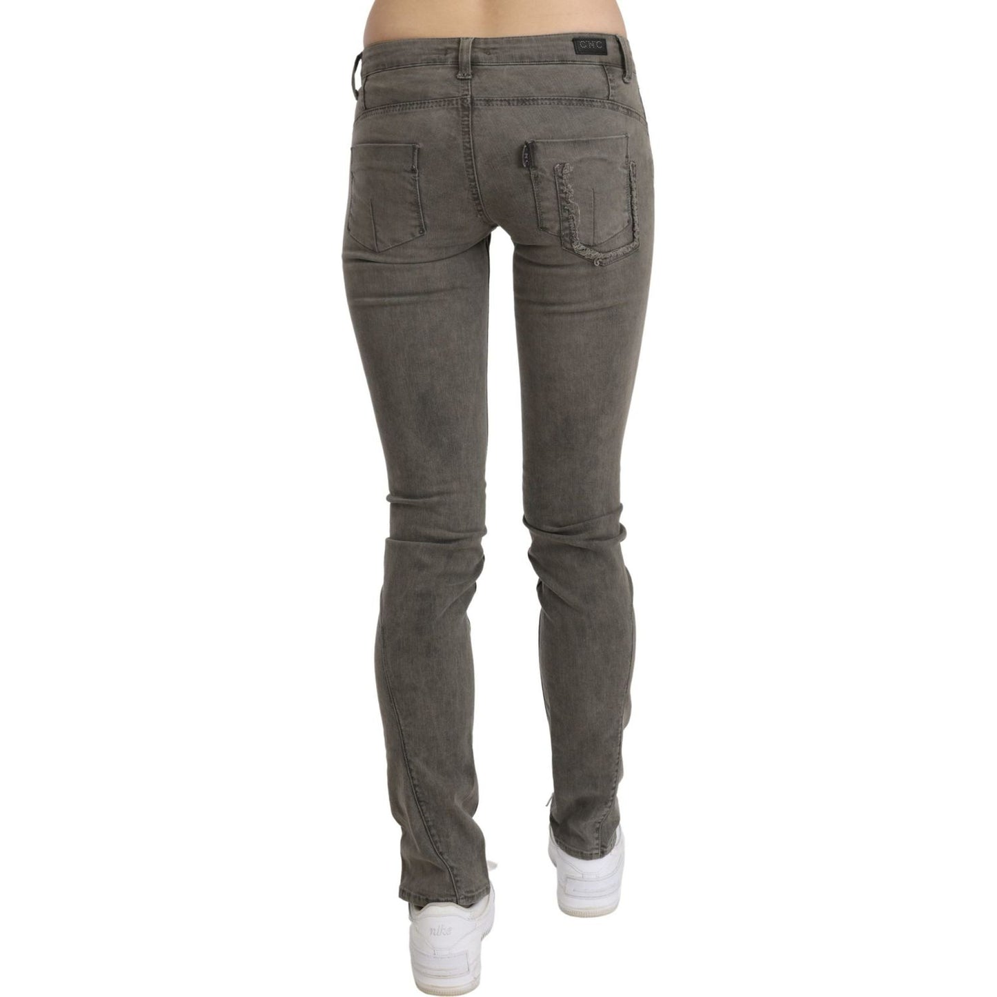 Costume National Gray Low Waist Skinny Denim Cotton Jeans