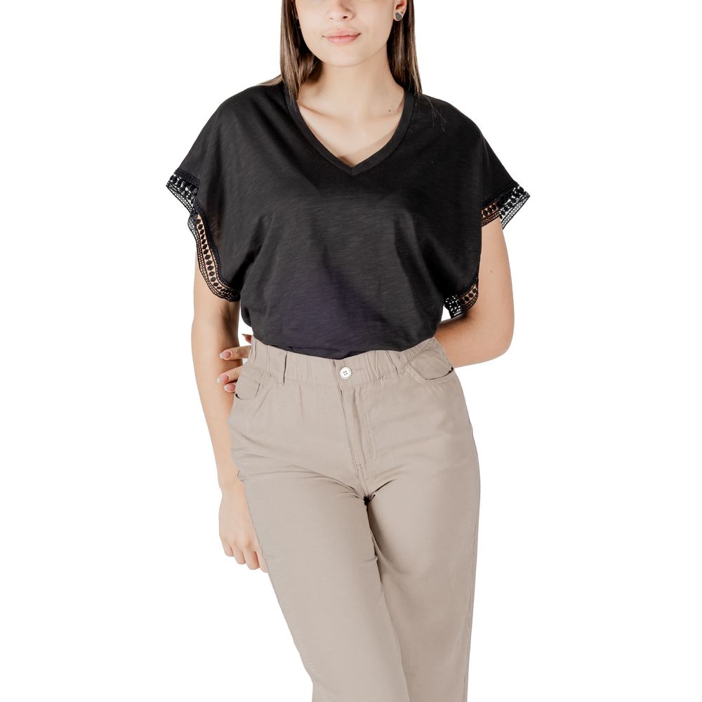 ICHI Black Cotton T-Shirt ICHI