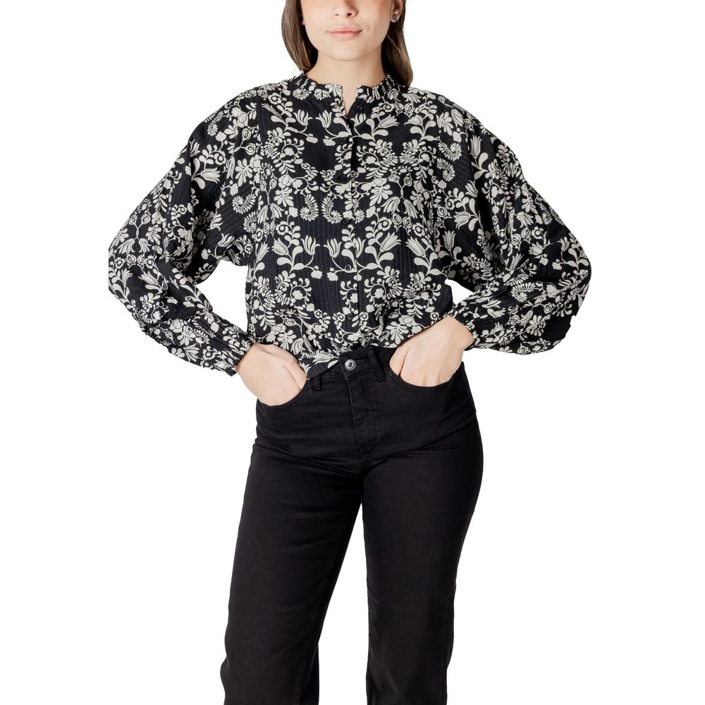 ICHI Black Viscose Blouse ICHI