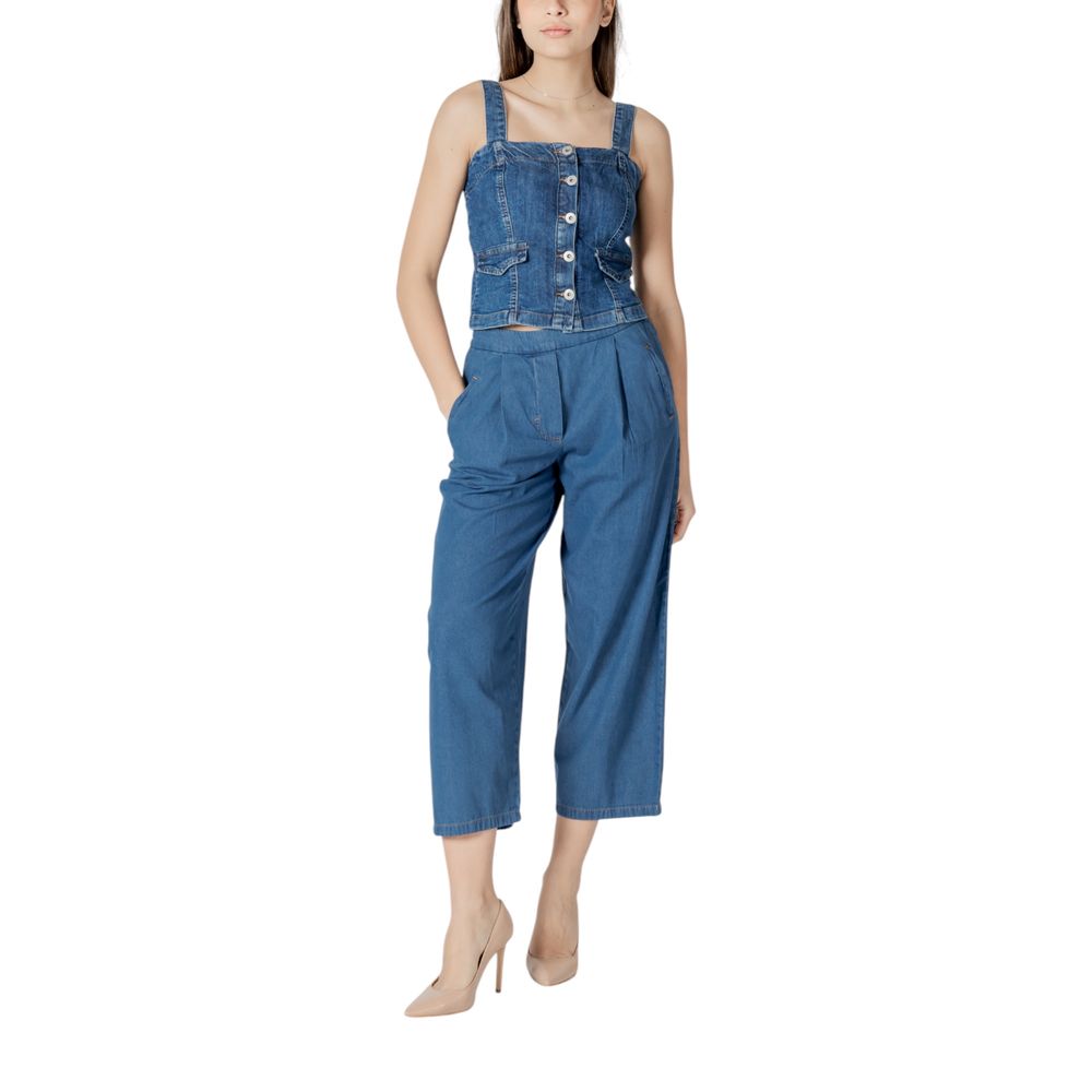 ICHI Blue Cotton Cropped Jeans ICHI