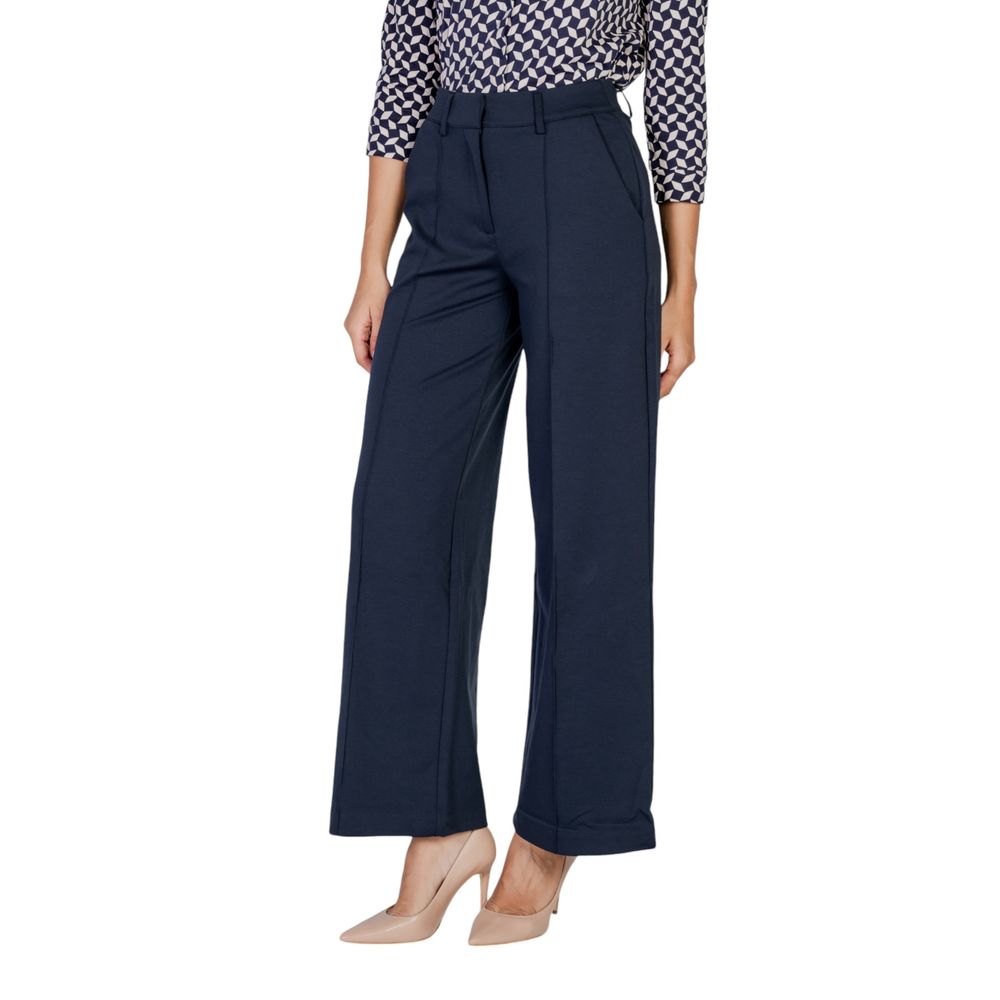ICHI Blue Polyester Casual Pants ICHI
