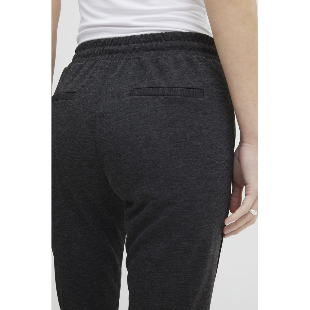 ICHI Gray Polyester Casual Pants ICHI