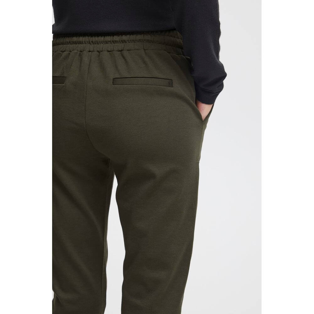 ICHI Green Polyester Casual Pants ICHI
