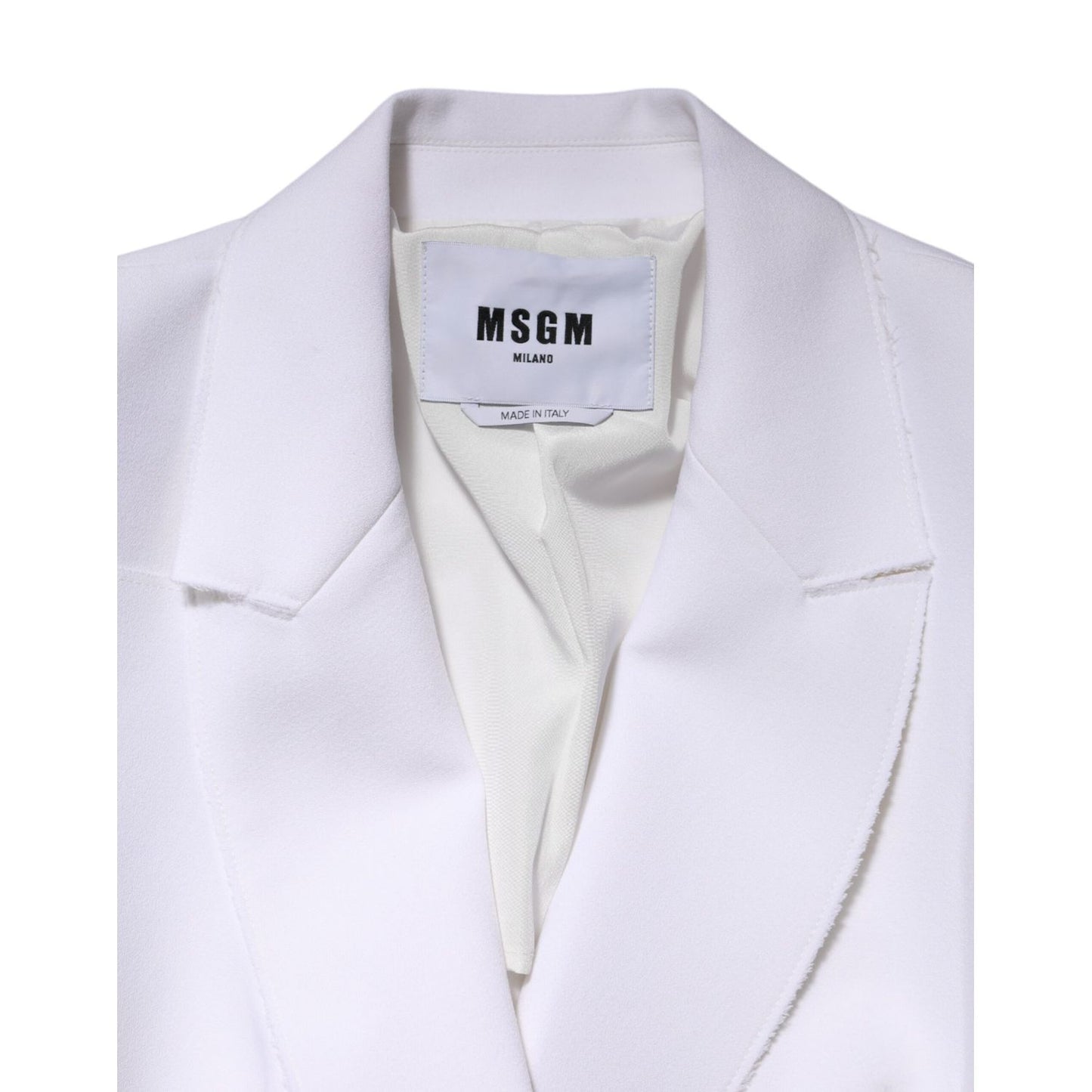 MSGM White Polyester Long Sleeves Ruffled Wrap Jacket