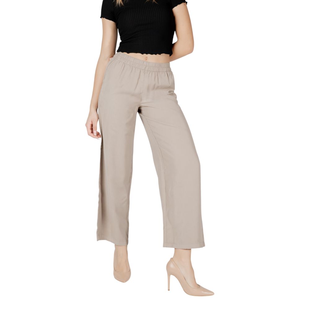 Only Beige Viscose Casual Pants Only