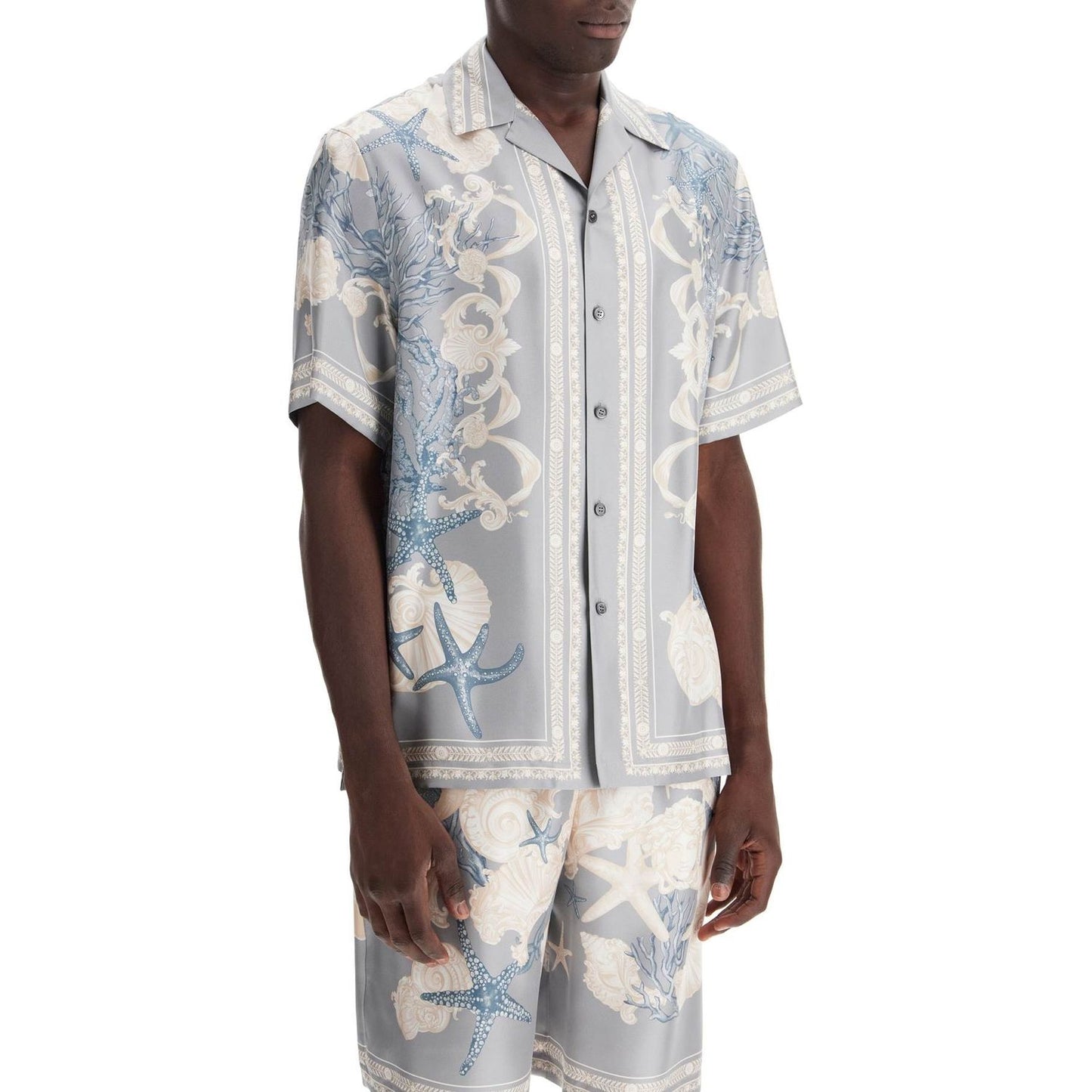 Versace baroque printed silk bowling shirt set for the Shirts Versace