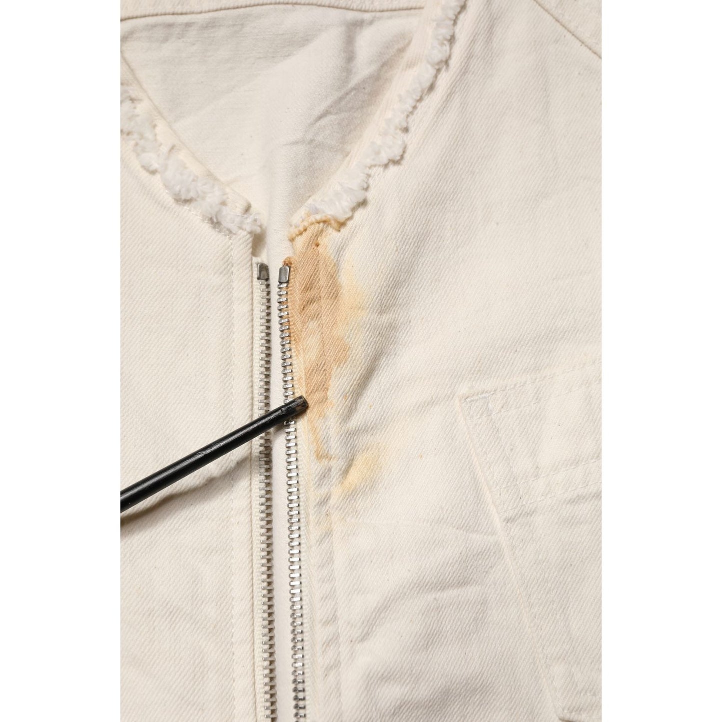 Dolce & Gabbana Off White Cotton Full Zip Denim Men Blouson Jacket