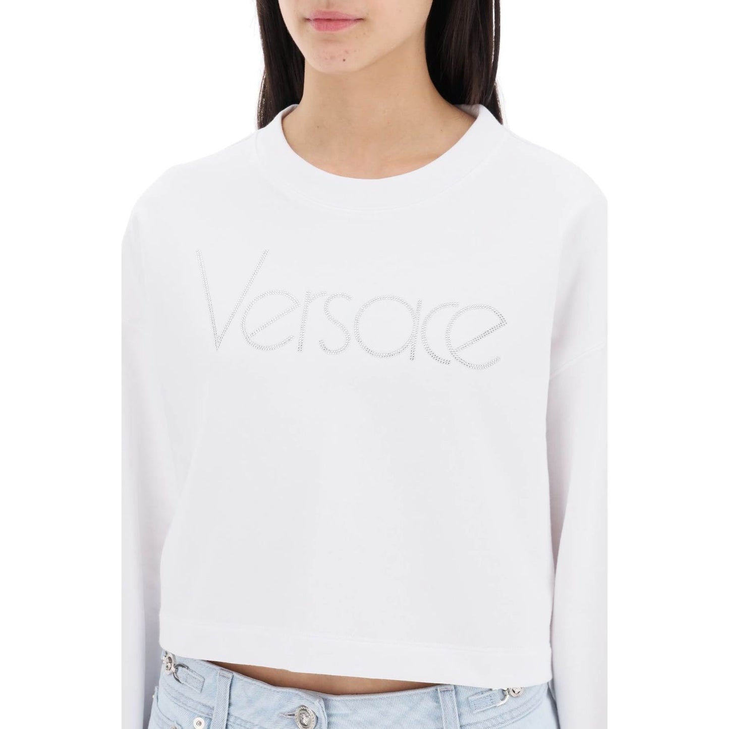 Versace "cropped sweatshirt with rhinestone Topwear Versace