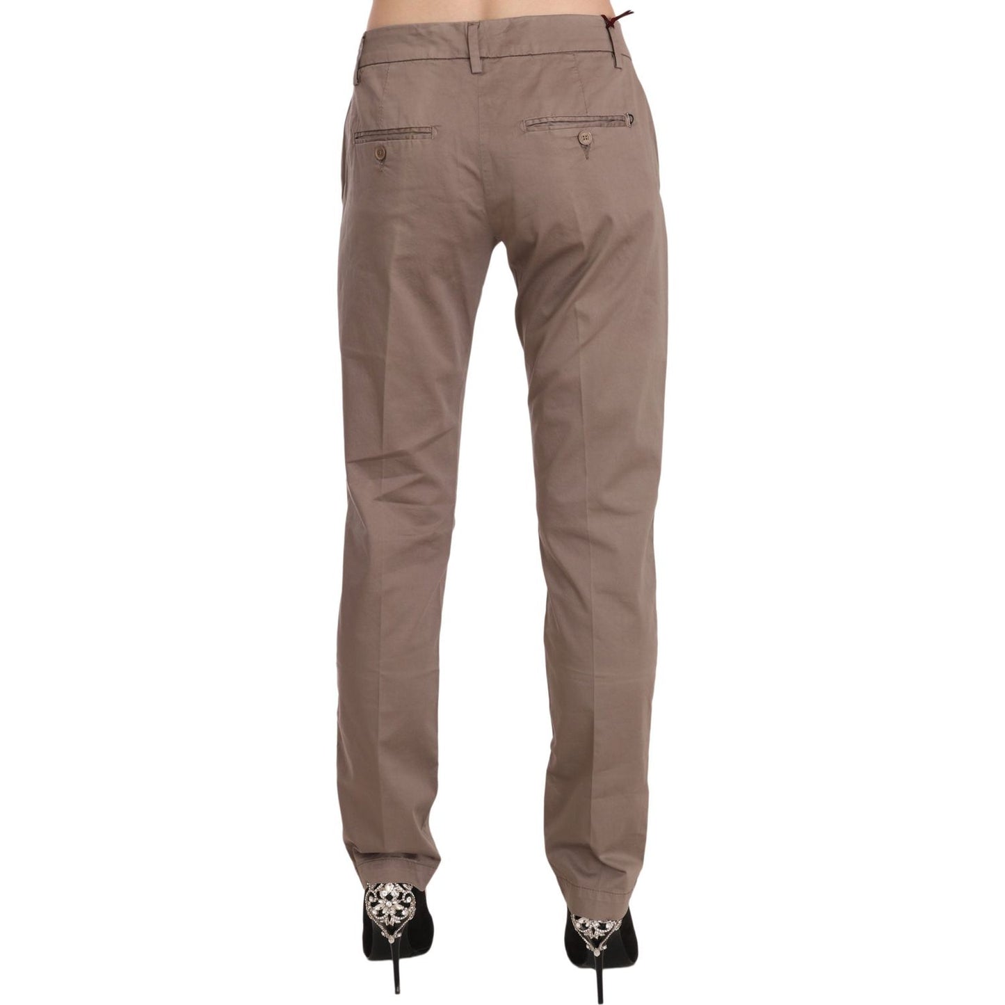 Dondup Chic Brown Straight Cut Trousers Dondup