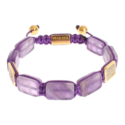 Nialaya CZ Amethyst 18K Gold 925 Bracelet