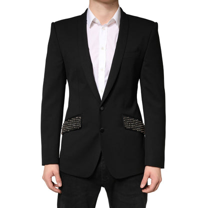 Dolce & Gabbana Black Embellished Single Breasted Blazer
