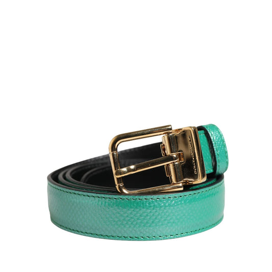 Dolce & Gabbana Men Green Classic Leather Metal Buckle Belt