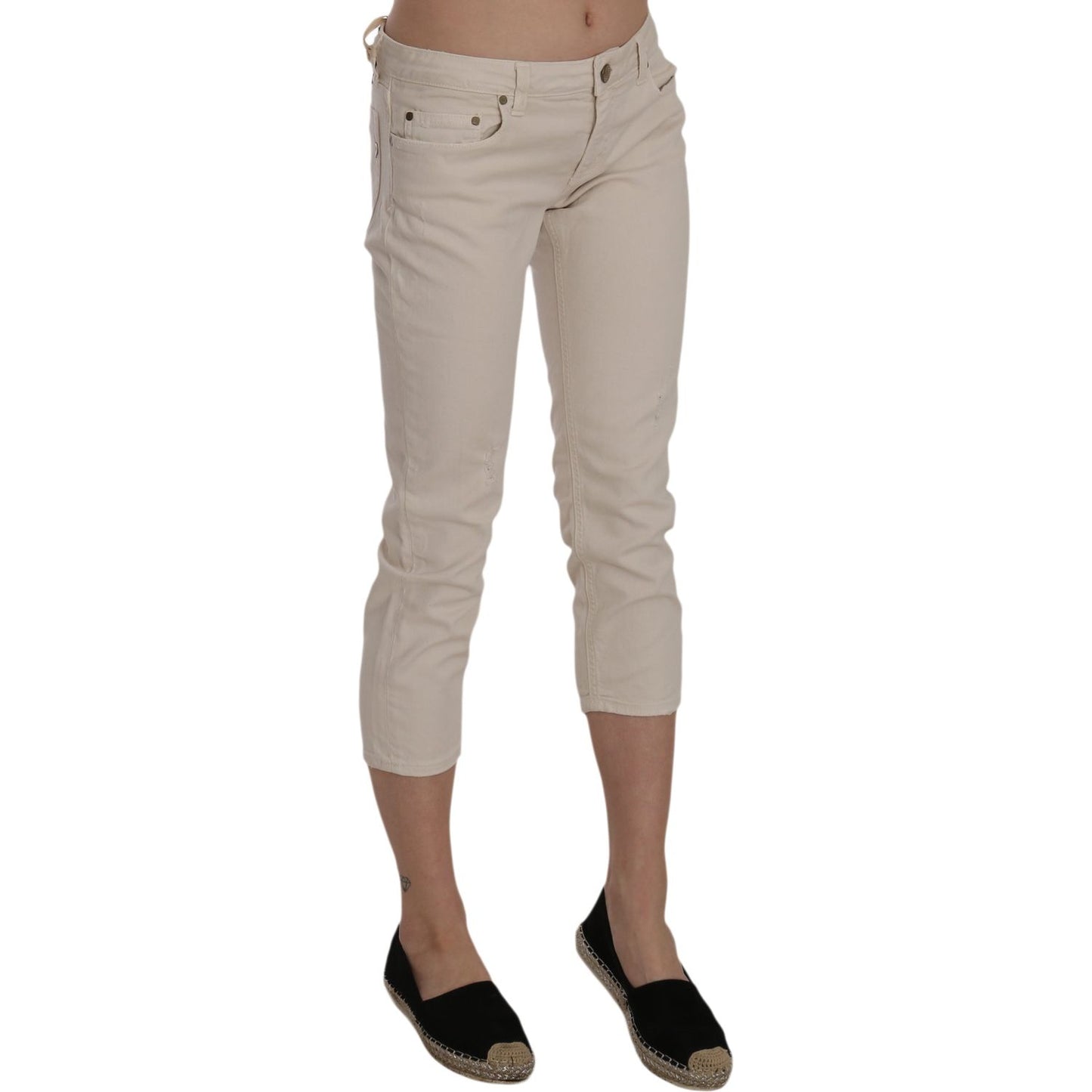 Dondup Beige Low Waist Skinny Cropped Capri Pants Jeans & Pants Dondup