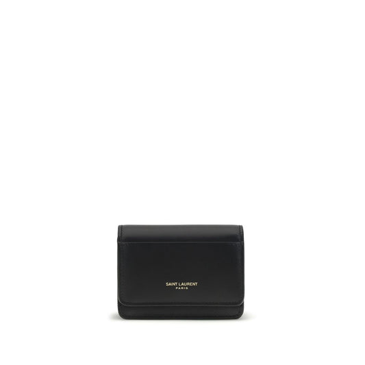 Saint Laurent Black Calf Leather Bos Taurus Wallet 1728,72470364320,Accessories,Black,Men,New with tags,Saint Laurent,Wallets - Accessories,Wallets - Wallets - Accessories