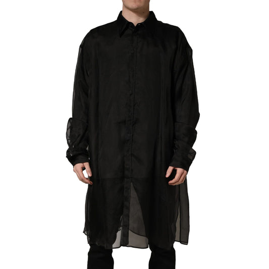 Dolce & Gabbana Black Ruffle Detail Semi Sheer Shirt Jacket