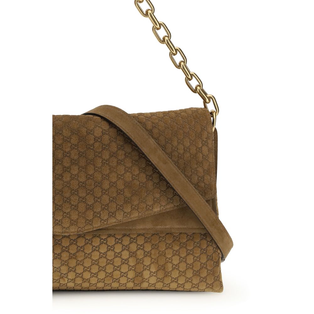 Gucci Brown Suede Leather Handbag