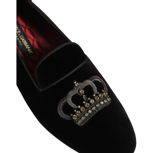 Dolce & Gabbana Black Crown Embellished Dress Loafers Shoes