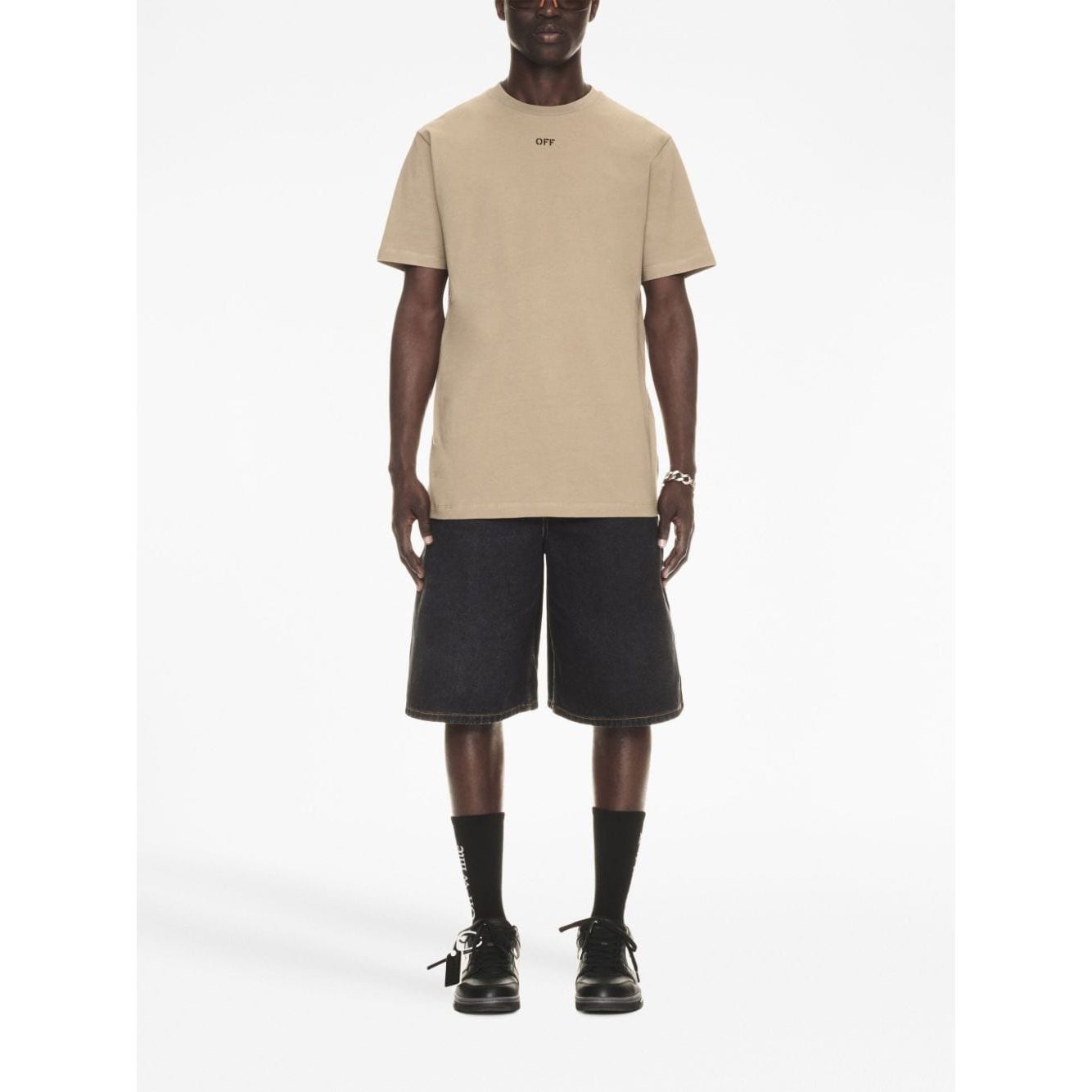 Off White T-shirts and Polos Beige Topwear Off White