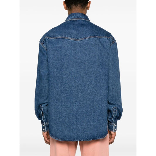 Palm Angels Shirts Blue Shirts Palm Angels White Smoke
