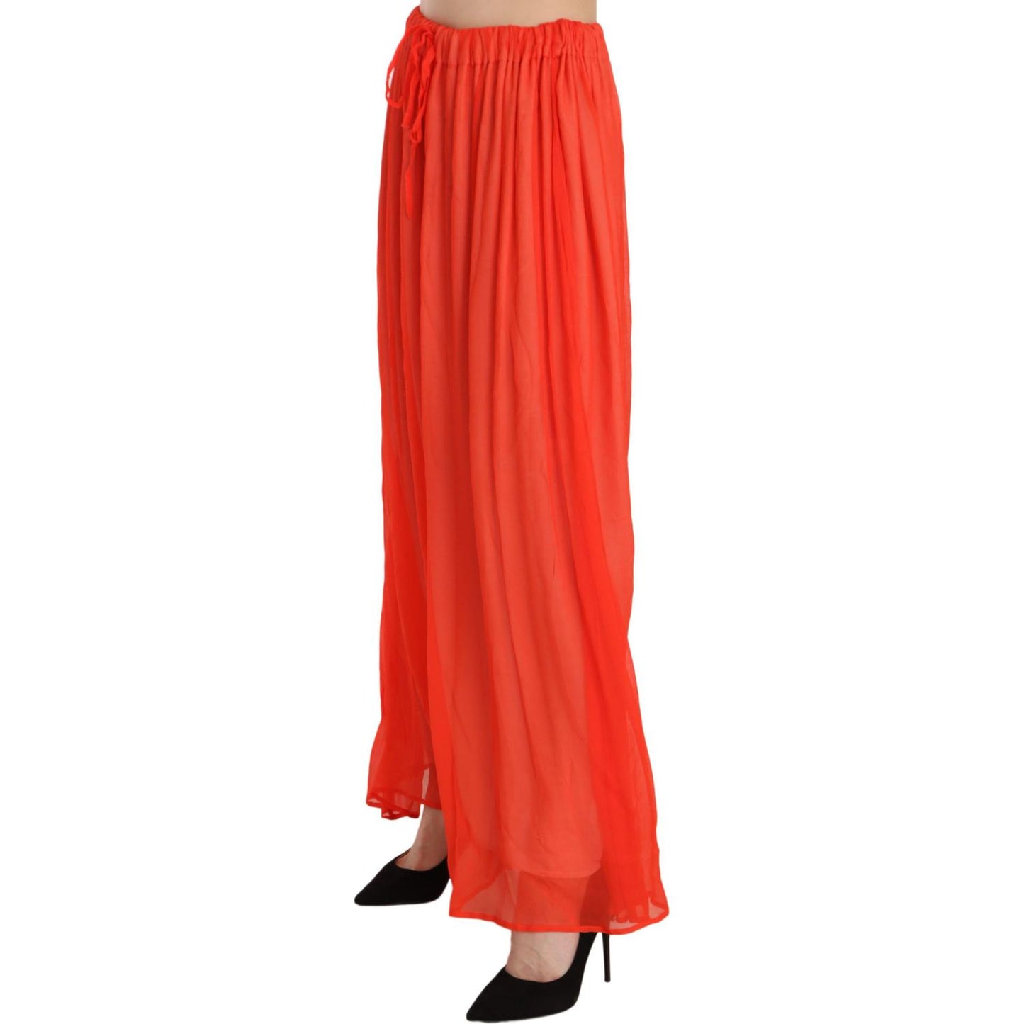 Jucca Elegant Orange Pleated Maxi Skirt Jucca