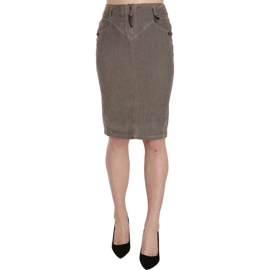Just Cavalli Gray Corduroy Pencil Straight A-Line Skirt 1728,2% Elastane,67345645728,Clothing,Gray,IT40|S,Just Cavalli,Material: 98% Cotton,Midi - Skirts - Clothing,New with tags,Skirts - Clothing,Skirts - Women - Clothing,Women,Women - Clothing