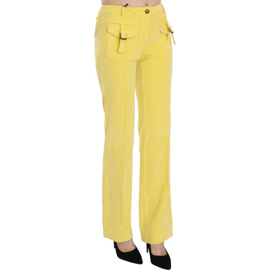 Chic Yellow Corduroy Mid Waist Pants