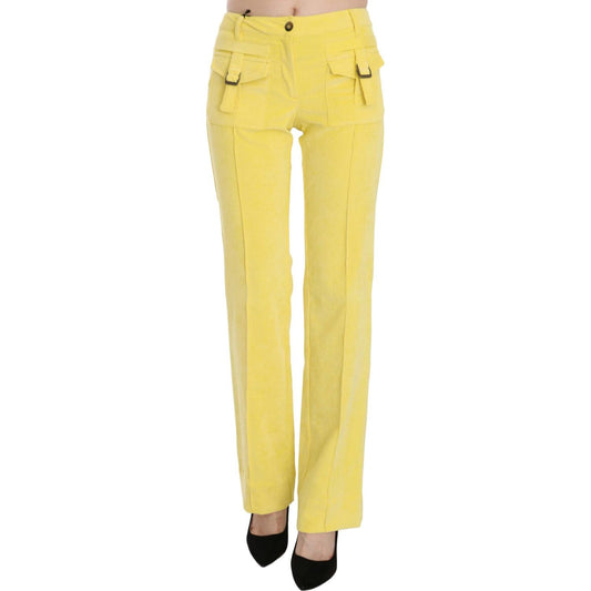 Chic Yellow Corduroy Mid Waist Pants