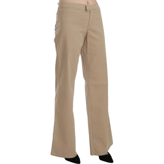 Just Cavalli Beige Mid Waist Flared Luxury Trousers Jeans & Pants Just Cavalli