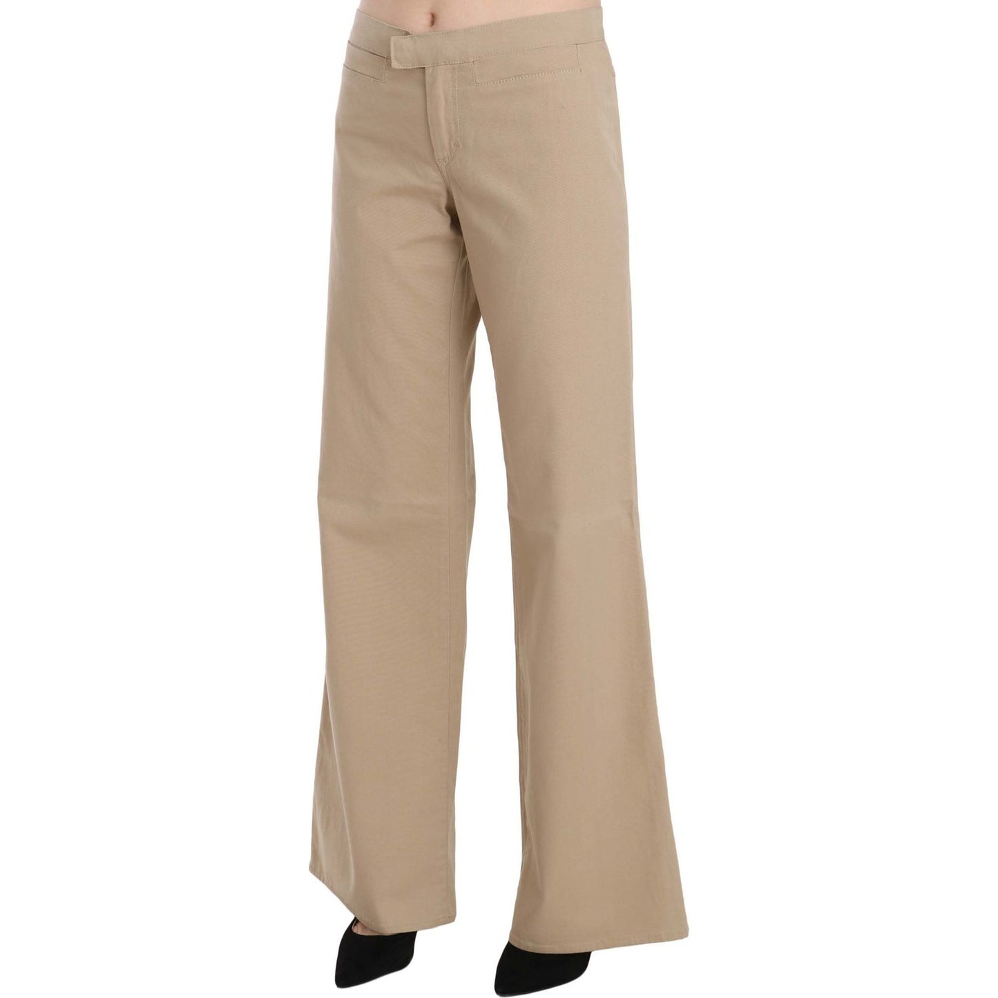 Just Cavalli Beige Mid Waist Flared Luxury Trousers Jeans & Pants Just Cavalli