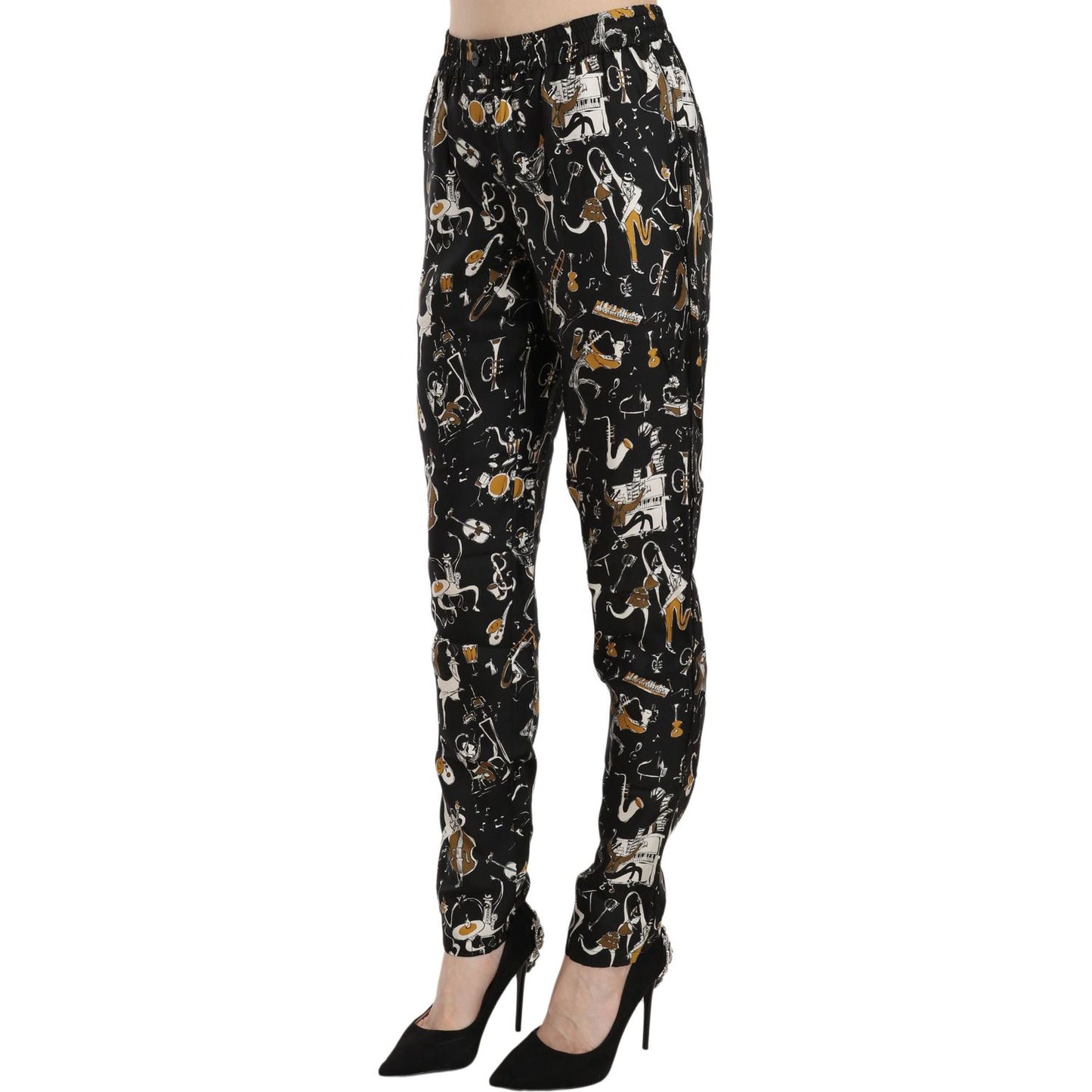 Dolce & Gabbana Elegant High Waist Tapered Silk Pants Jeans & Pants Dolce & Gabbana