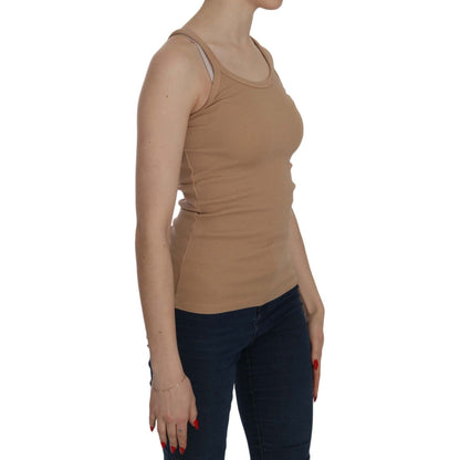 PINK MEMORIES Beige Sleeveless Spaghetti Strap Tank Blouse