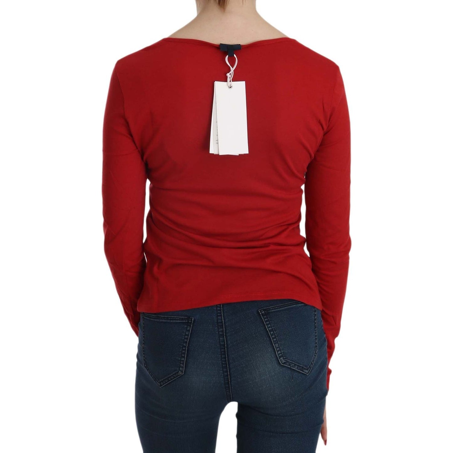 Exte Red Crystal Embellished Long Sleeve Blouse Exte