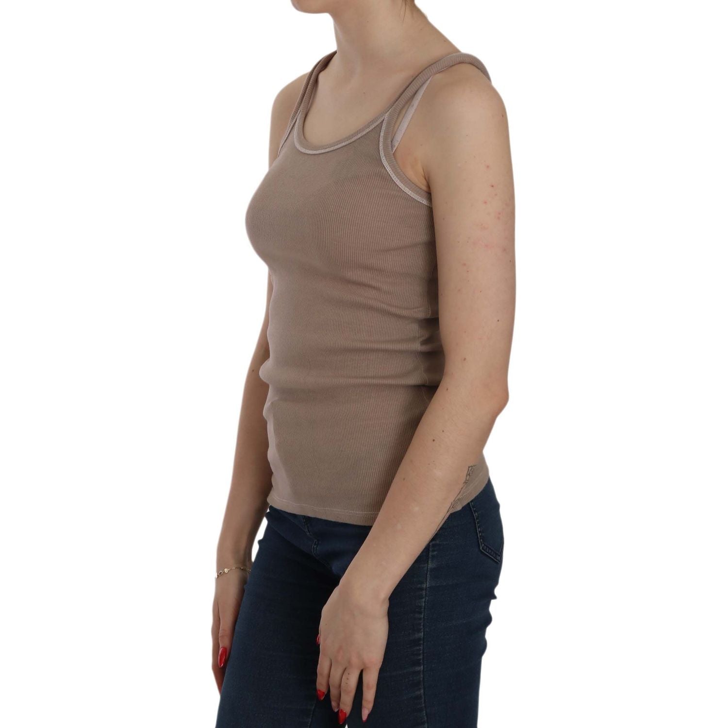 PINK MEMORIES Brown Sleeveless Spaghetti Strap Tank Blouse