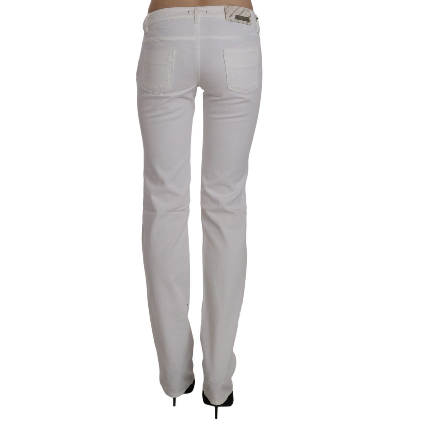 Costume National Chic White Slim Fit Cotton Jeans Costume National