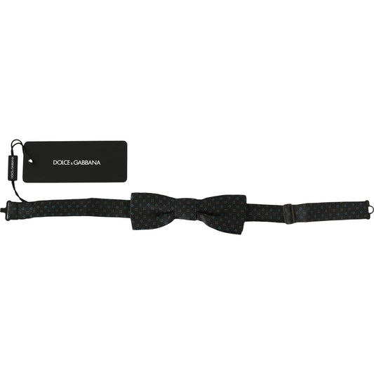 Dolce & Gabbana Men Gray Pattern Silk Adjustable Neck Papillon Bow Tie