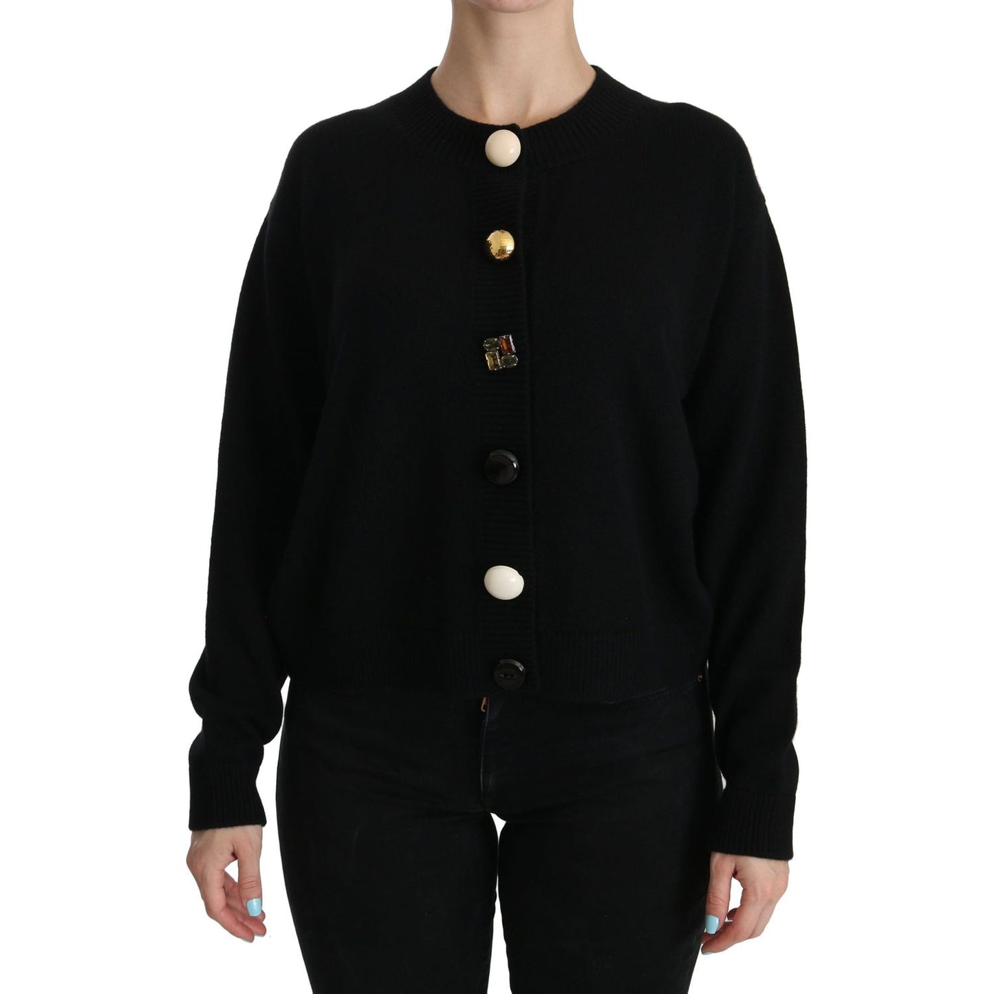 Dolce & Gabbana Elegant Black Cashmere Cardigan Top Dolce & Gabbana