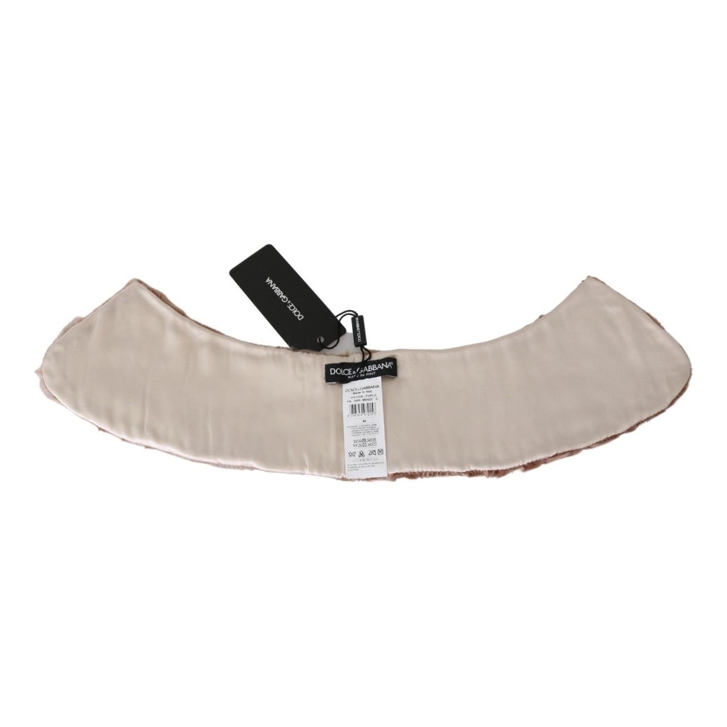 Dolce & Gabbana Elegant Beige Lambskin Scarf for Women Fur Wrap Scarves Dolce & Gabbana