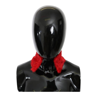 Dolce & Gabbana Red Fur Neck Collar Wrap Lambskin Scarf