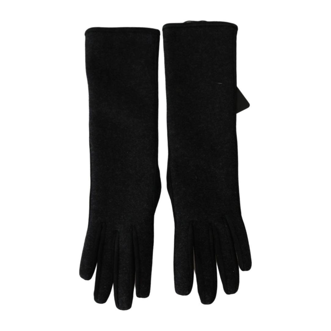 Dolce & Gabbana Elegant Mid-Length Wool Gloves in Black Dolce & Gabbana