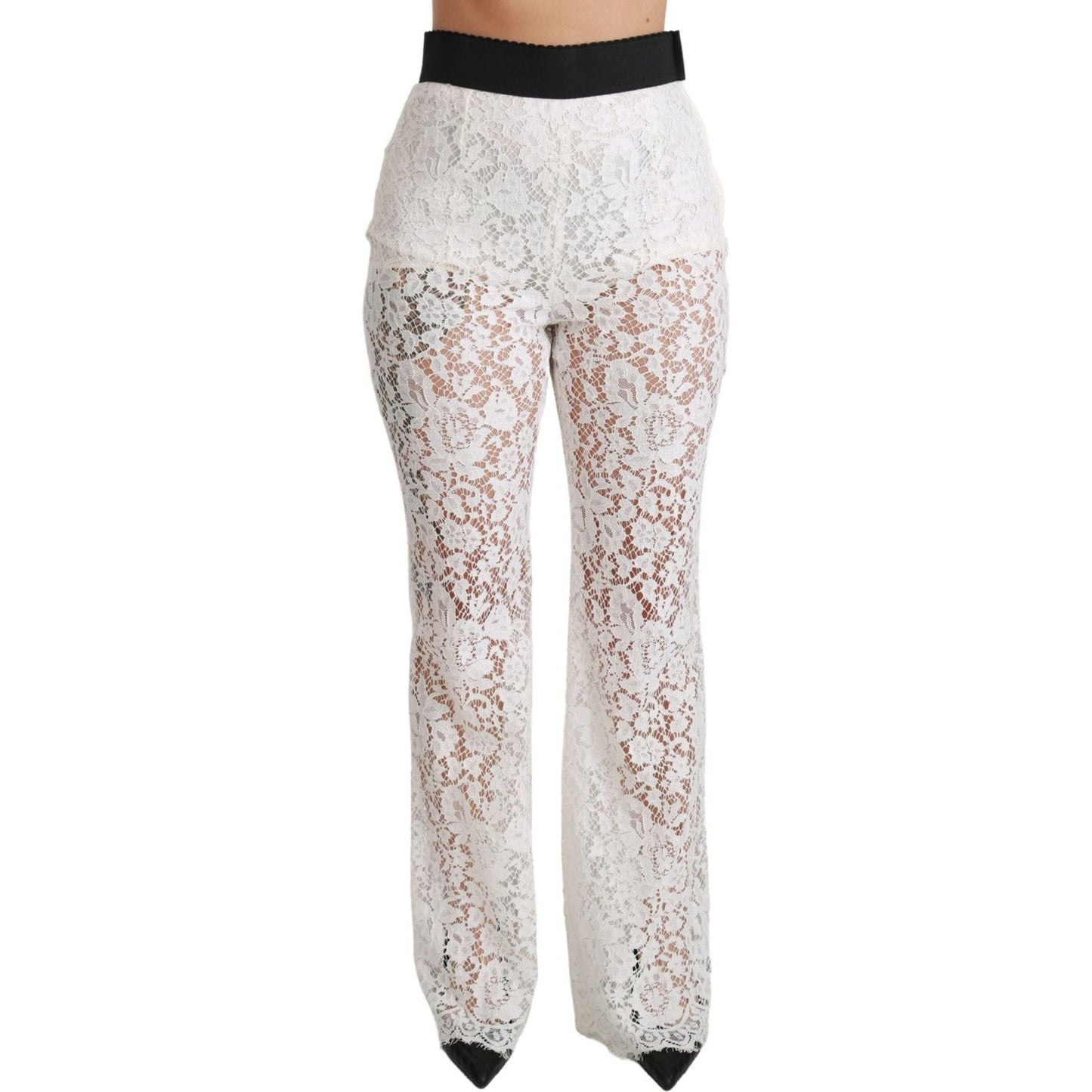 Elegant White Lace High Waist Pants