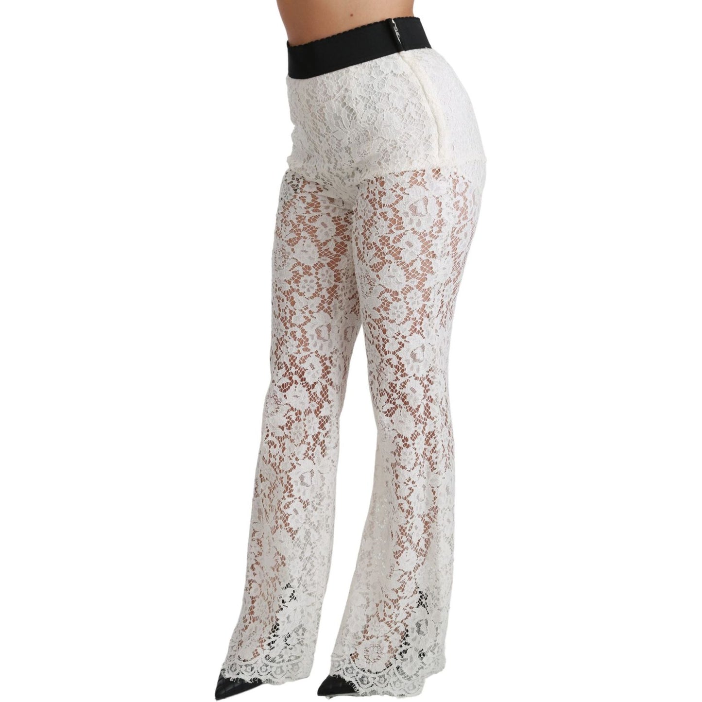 Elegant White Lace High Waist Pants