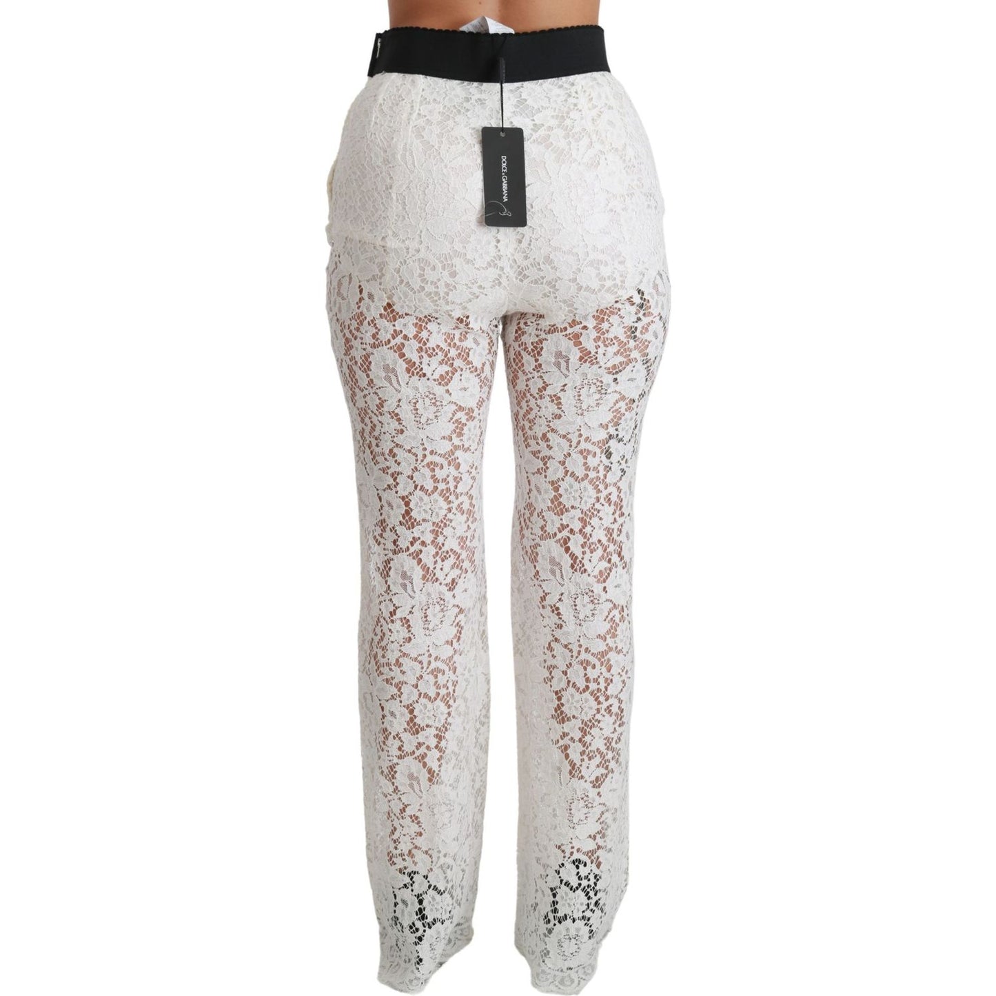 Elegant White Lace High Waist Pants