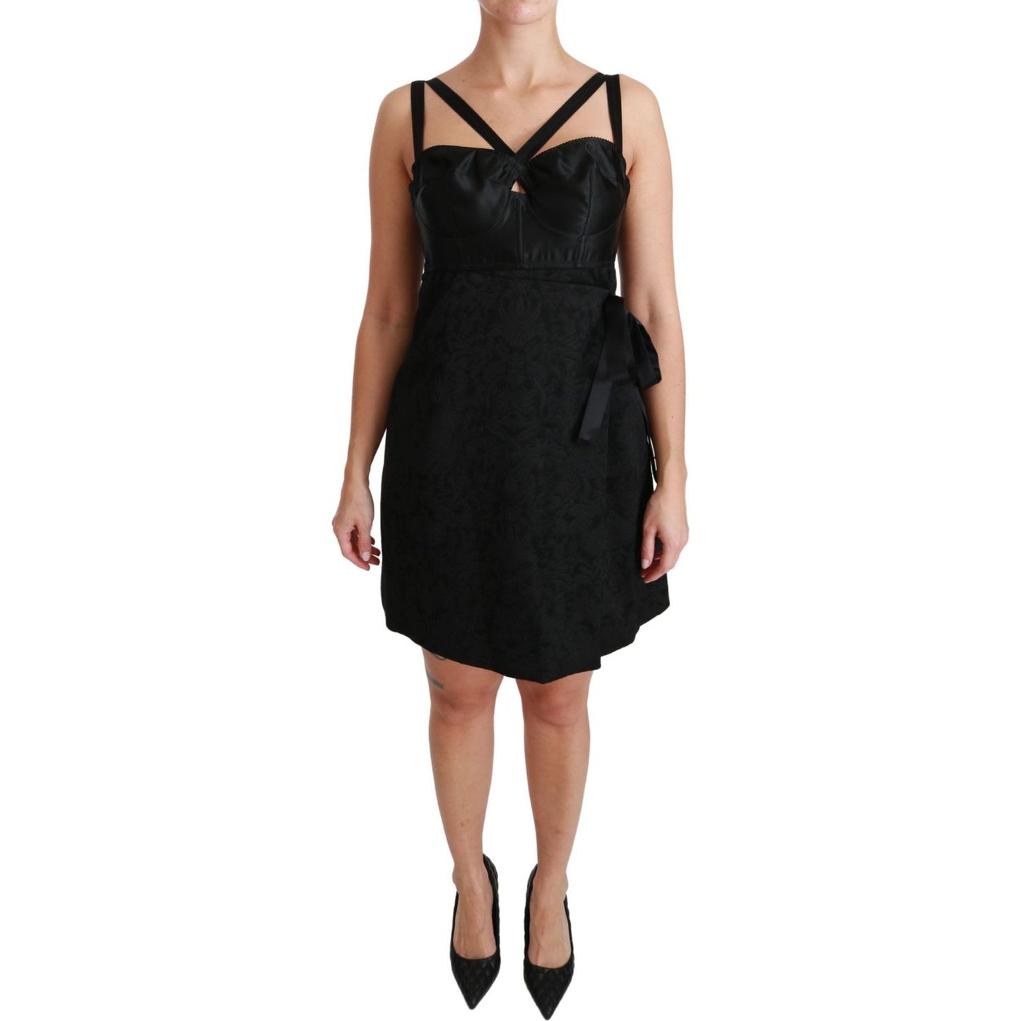 Dolce & Gabbana Elegant Black Jacquard Sheath Dress Dolce & Gabbana