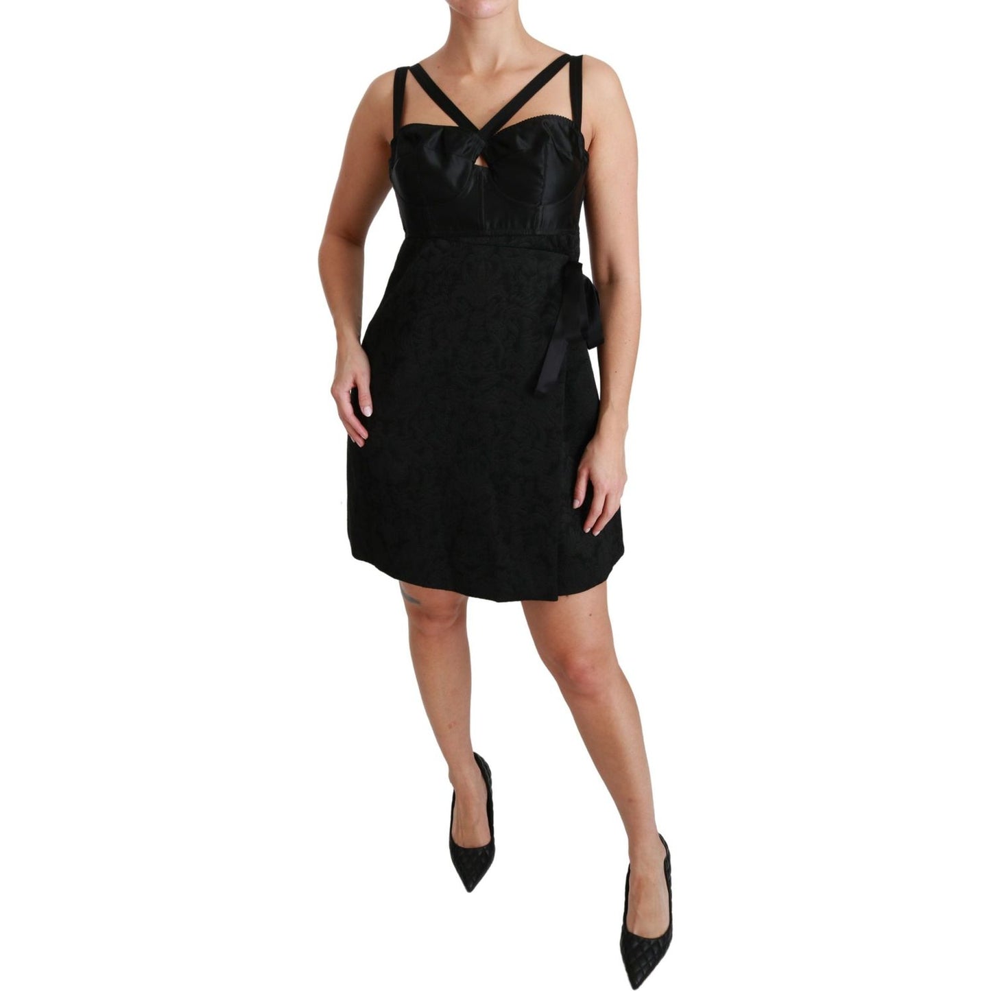 Dolce & Gabbana Elegant Black Jacquard Sheath Dress Dolce & Gabbana