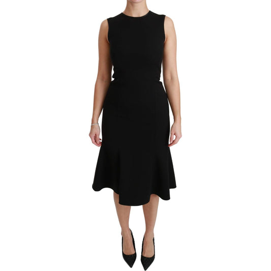 Dolce & Gabbana Elegant Black Fit Flare Wool Blend Dress WOMAN DRESSES Dolce & Gabbana