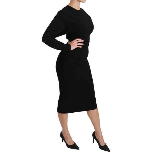 Dolce & Gabbana Elegant Black Bodycon Sheath Midi Dress Dresses Dolce & Gabbana