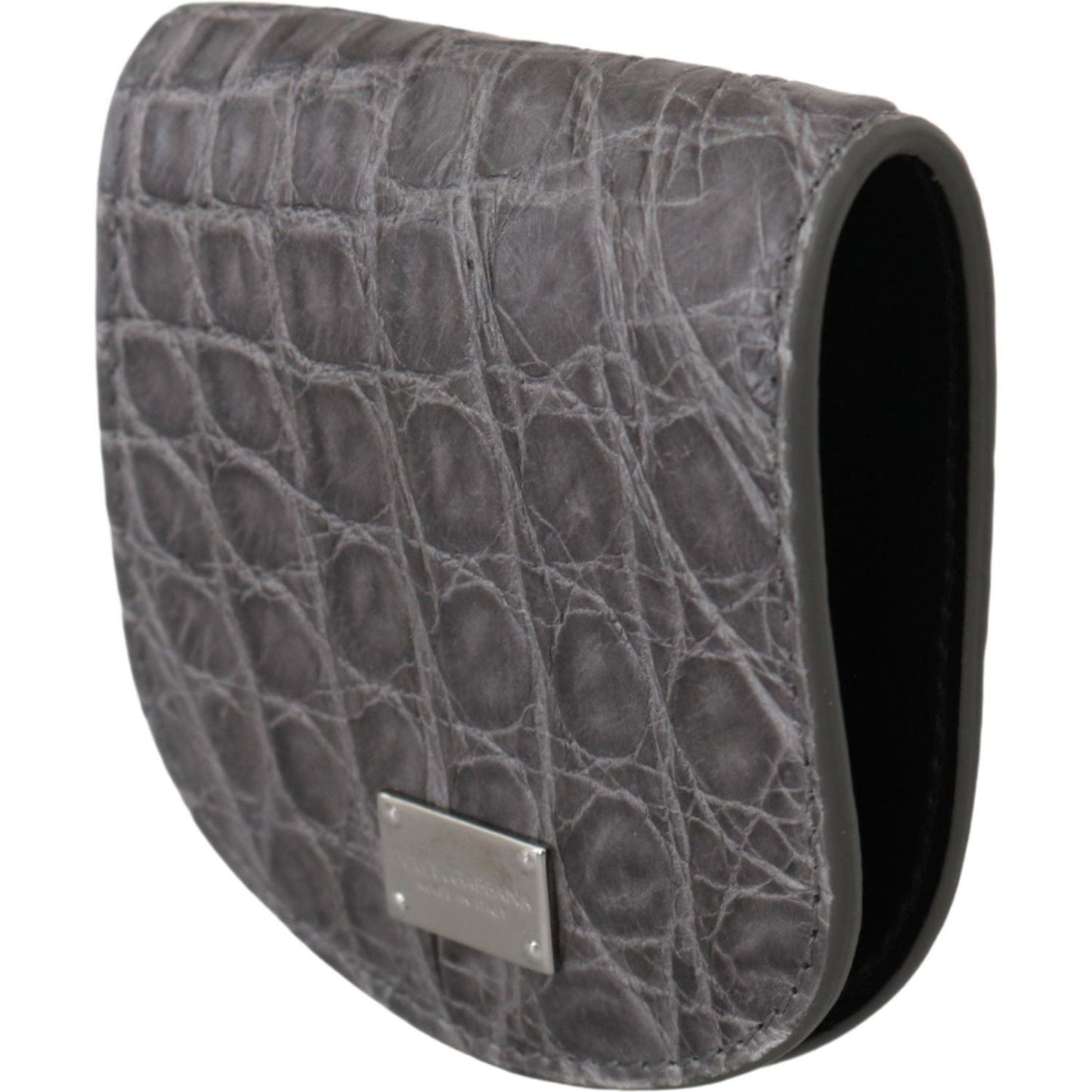 Dolce & Gabbana Gray Exotic Skin Condom Case Holder Pocket Wallet