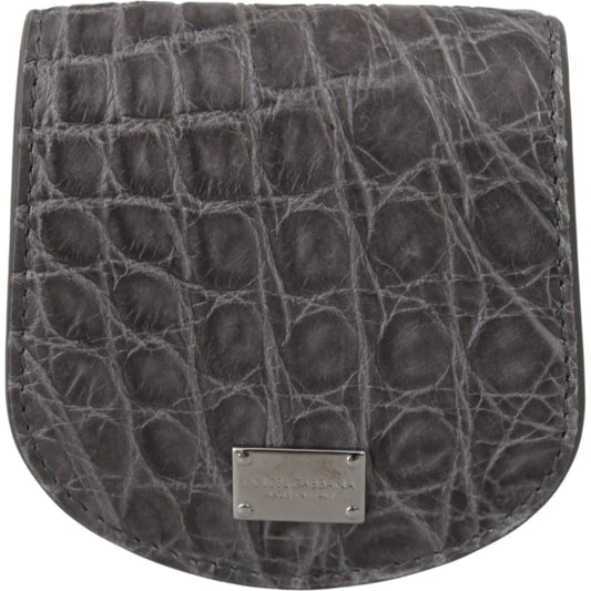 Dolce & Gabbana Gray Exotic Skin Condom Case Holder Pocket Wallet