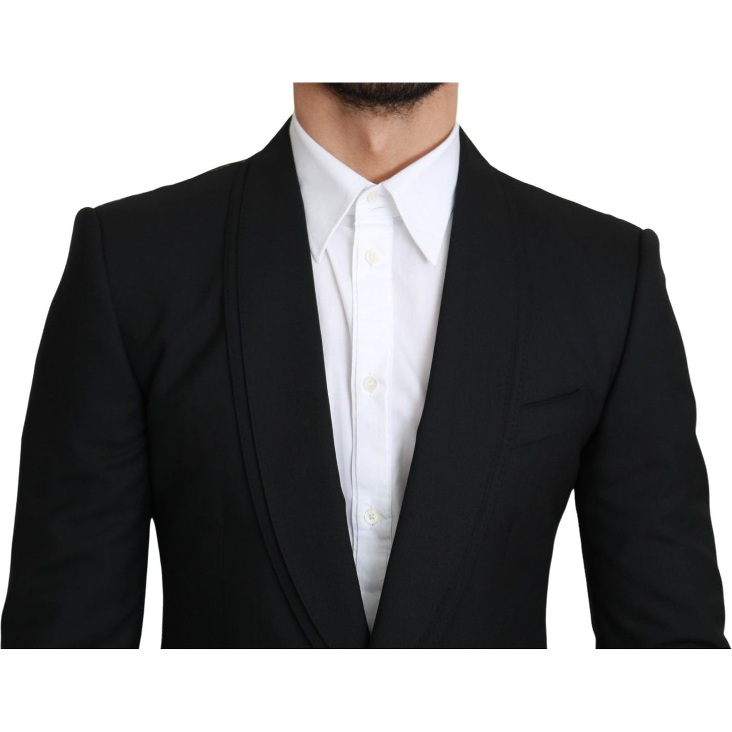 Dolce & Gabbana Black Single Breasted Formal Wool Blazer