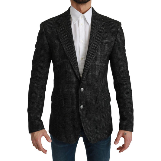 Dolce & Gabbana Elegant Gray Plaid Slim Fit Blazer Dolce & Gabbana